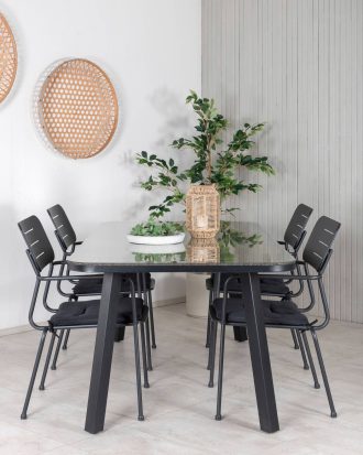 Venture Home - Matgrupp Paola med 4st matstolar Nicke - Brun