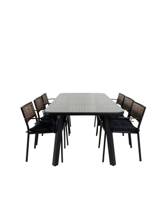 Venture Home - Matgrupp Paola med 6st matstolar Paola - Brun