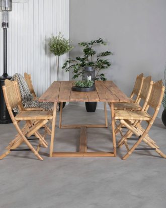 Venture Home - Matgrupp Plankton med 6st matstolar Cane - Brun