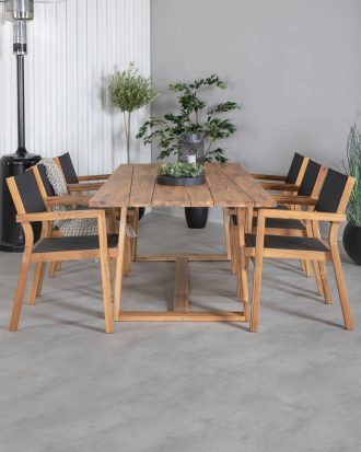 Venture Home - Matgrupp Plankton med 6st matstolar Venice - Brun