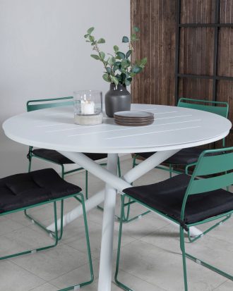 Venture Home - Matgrupp Alma med 4st matstolar Lina - Vit