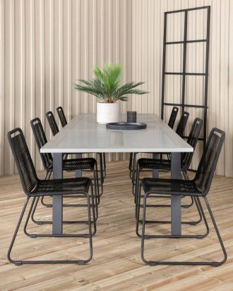 Venture Home - Matgrupp Alf med 8 st matstolar Levis - Grå