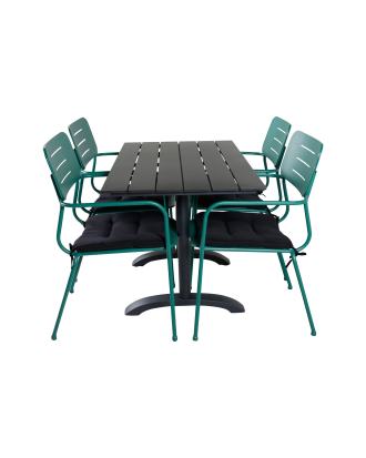 Venture Home - Matgrupp Denver med 4st matstolar Nicke - Svart