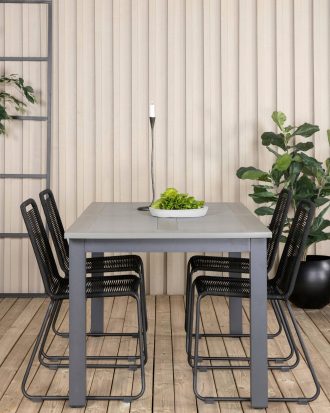 Venture Home - Matgrupp Alf med 4 st matstolar Levis - Grå