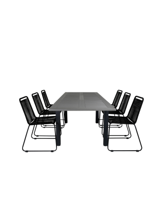 Venture Home - Matgrupp Alf med 6 st matstolar Levis - Grå