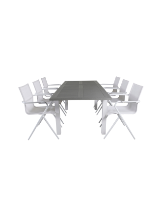 Venture Home - Matgrupp Albany med 6st matstolar Alina - Grå