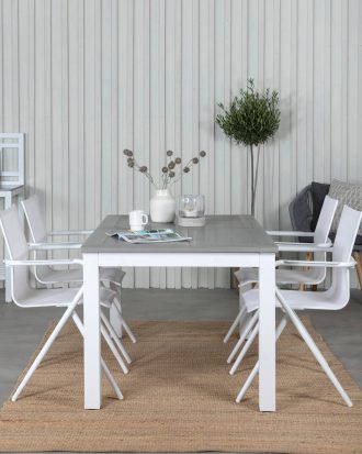 Venture Home - Matgrupp Albany med 4st matstolar Alina - Grå