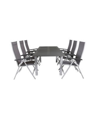 Venture Home - Matgrupp Albany med 6st matstolar Albany - Grå