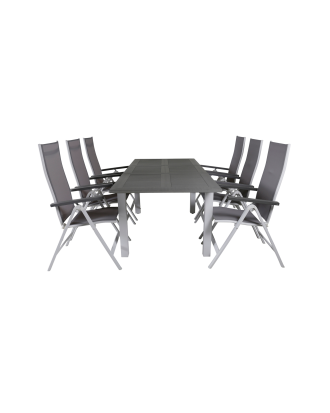 Venture Home - Matgrupp Albany med 6st matstolar Albany - Grå