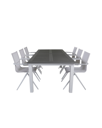 Venture Home - Matgrupp Albany med 6st matstolar Alina - Grå