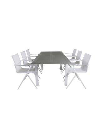 Venture Home - Matgrupp Albany med 6st matstolar Alina - Grå