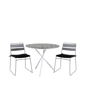Venture Home - Matgrupp Parma med 2st matstolar Lina - Grå