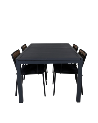 Venture Home - Matgrupp Marbella med 4st matstolar Paola - Svart