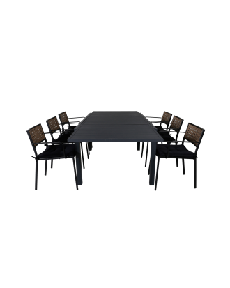 Venture Home - Matgrupp Marbella med 6st matstolar Paola - Svart