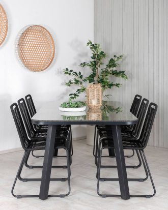 Venture Home - Matgrupp Pimpim med 6 st matstolar Levis - Svart