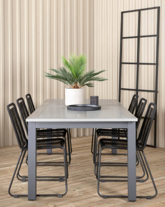 Venture Home - Matgrupp Alf med 6 st matstolar Levis - Grå