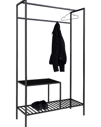 House Nordic - Klädställning Vita. Två hyllor med svart ram. - Svart