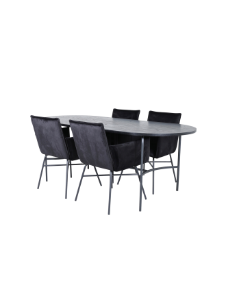 Venture Home - Matgrupp Skate med 4 st matstolar Petra - Svart