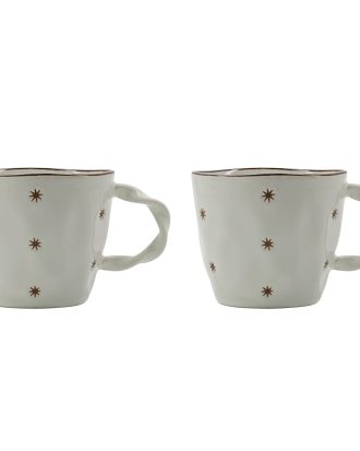 House Doctor Starry Mugg 2-pack - Kaffekoppar Stengods Vit