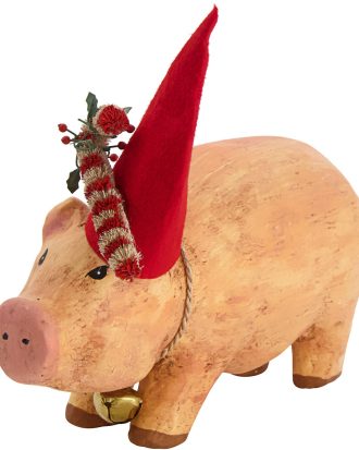 House Doctor Piggy Julgris 10x30x21 Cm - Juldekorationer Polyester Beige