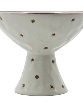 House Doctor Starry Skål Med Fot - Serveringsskålar Stengods Vit