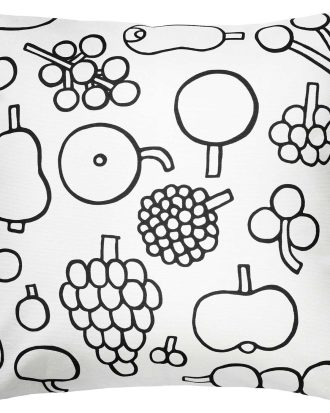 Iittala Oiva Toikka Collection Kuddfodral 47x47 Cm Frutta Svart - Prydnadskuddar & Fodral Bomull Vit