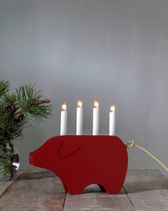 Star Trading - Ljusstake Gry höjd 28 cm - Röd