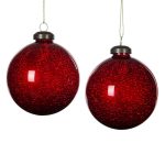 Andrahandssortering Julgranskulor 4-set Marmorerad Röd 8 cm