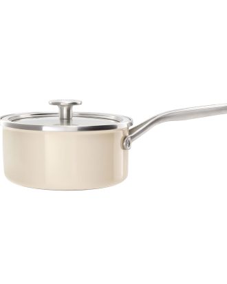 Kitchenaid Steel Core Enamel Kastrull Med lock 18 Cm - Kastruller Glas Almond