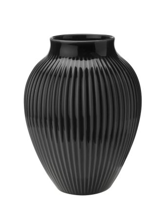 Knabstrup Keramik Vas Räfflad 20 Cm - Vaser Keramik Svart