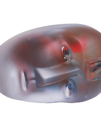 Kosta Boda Brains Konstglas Inside Matters – 2021 / Röd / Frostad - Konstglas Munst Glas Blå