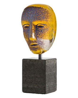 Kosta Boda Brains On Stone Konst Flora - Konstglas Glas Gul