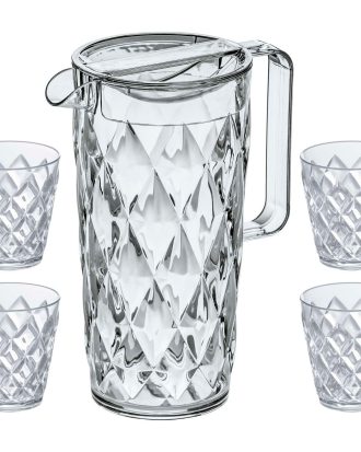 Koziol Crystal Kanna + 4 Tumblerglas - Dricksglas Plast Klar