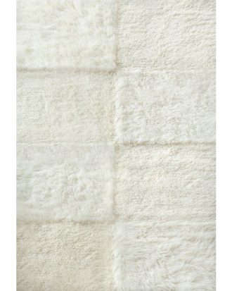 Layered Shaggy Checked Ryamatta 180x270 Cm - Ryamattor Ull Off-White