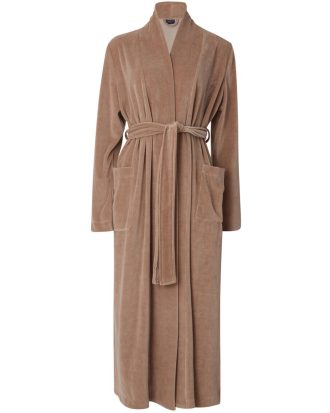 Lexington Aubrey Cotton Velour Robe - Badrockar & tofflor Bomull Mid Brown