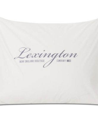 Lexington Printed Organic Cotton Poplin Örngott 50x60 Cm /dove - Örngott Bomull Vit