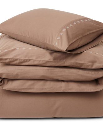 Lexington Snowflake Bäddset / Vit 150x210 + 50x60 Cm - Bäddset Bomullssatin Mid Brown