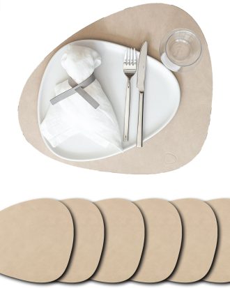 Lind Dna Curve L Nupo Bordstabletter 37x44 Cm 6-pack - Bordstabletter & Glasunderlägg Återvunnet Läder Sand