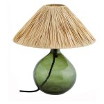 Madam Stoltz Bordslampa / Raffia - Bordslampor Glas Grön