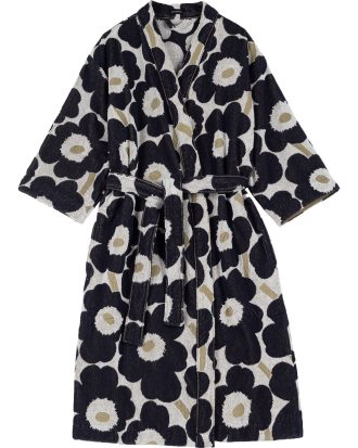 Marimekko Pieni Unikko Badrock / Guld / Mörkblå Large - Badrockar & tofflor Bomullsfrotté Off-White