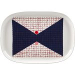 Marimekko Tomina Serveringsfat 25,5x36 Cm / Mörkblå - Uppläggningsfat Stengods Vit