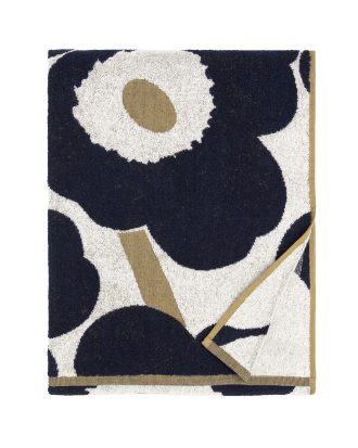 Marimekko Unikko Handduk / Guld / Mörkblå 70x150 Cm - Handdukar & Badlakan Bomullsfrotté Off-White