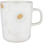 Marimekko Oiva/unikko Mugg 25 Cl /guld - Kaffekoppar Stengods Vit