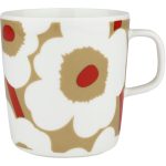 Marimekko Unikko Mug 4 Dl White Beige Red - Kaffekoppar Stengods Vit