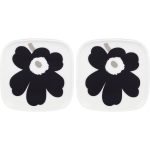 Marimekko Oiva/unikko Tallrik 10x10 Cm 2-pack / Silver / Kol - Assietter Stengods Vit