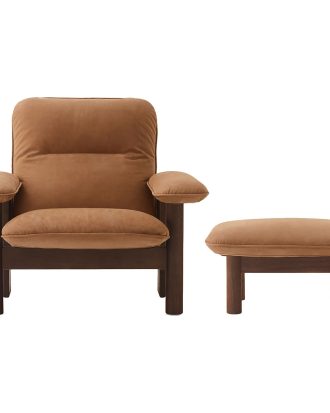 Audo Copenhagen Brasilia Fåtölj Med Ottoman Walnut - Fåtöljer Massiv Valnöt Camel