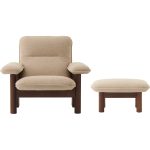 Audo Copenhagen Brasilia Fåtölj Med Ottoman Walnut - Fåtöljer Massiv Valnöt Bouclé 02 Beige