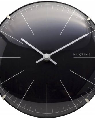 Nextime Big Stripe Mini Dome Väggklocka - Väggklockor Glas Svart