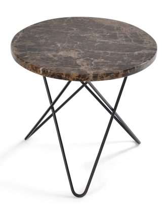 Ox Denmarq Mini O Table Sidobord Ø40 Cm Svart/ Marmor - Sidobord & Avlastningsbord Stål Brun