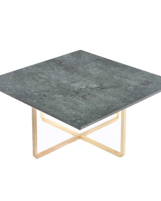 Ox Denmarq Ninety Soffbord 80 Cm sunderrede Marmor - Soffbord Mässing Grön